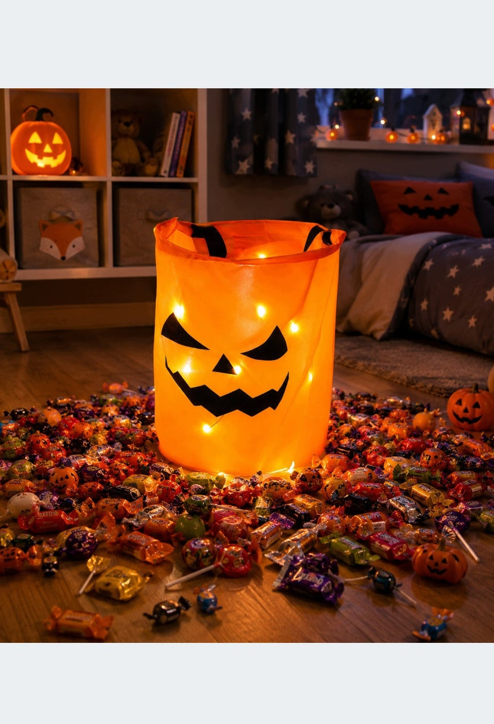 TÁSKA CUKORKA HALLOWEEN VILÁGÍTÓ LED HALLOWEEN NAGY TÖK