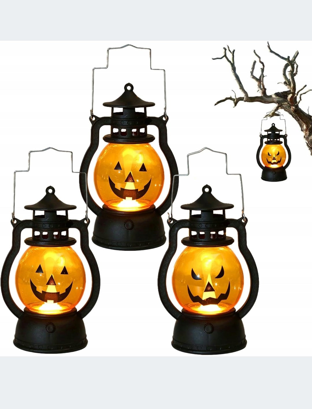 LED Lámpás Dekoráció Halloween Tökhöz Akasztható 3db-os Szett